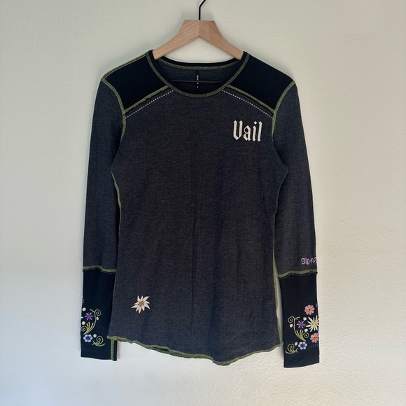 Alp N Rock Tops - Alp N Rock Vail Henley Top Edelweiss Floral Accents